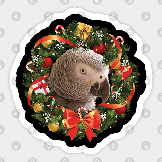 African grey parrot Christmas Wreath Sticker by Einstein Parrot